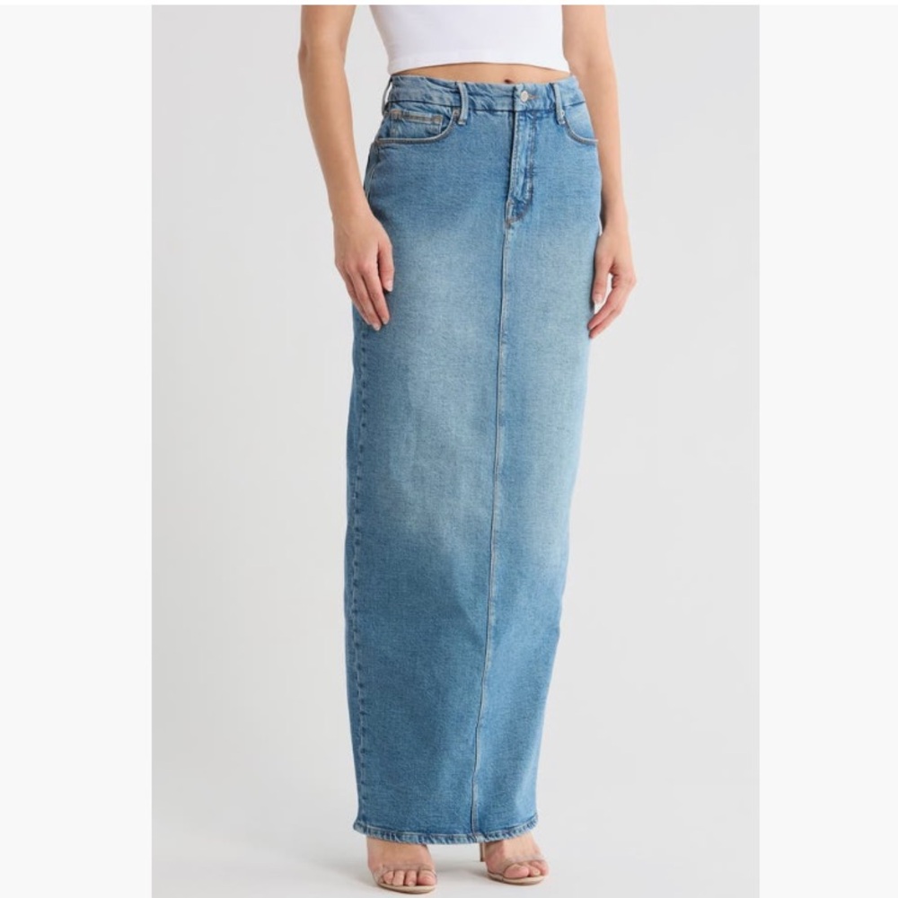 Good American Indigo Denim Maxi Skirt